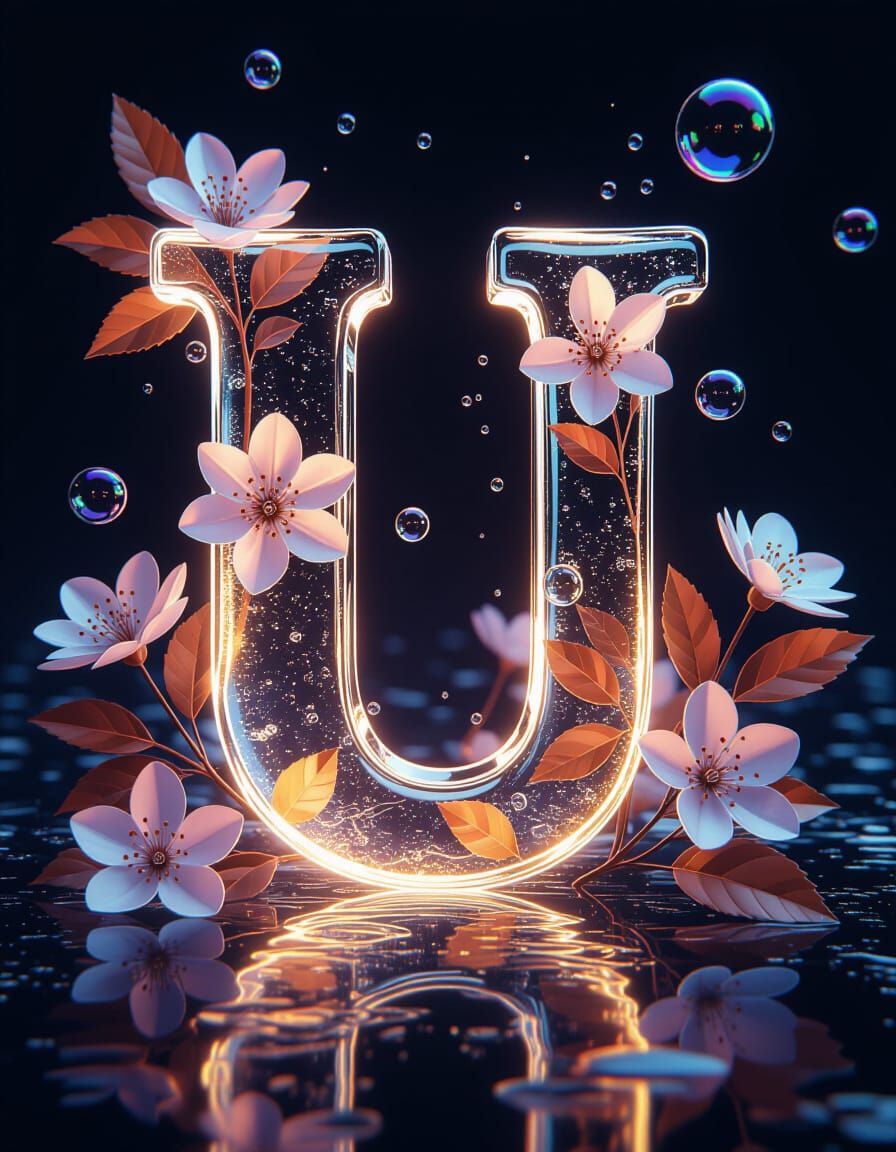 Glowing Autumn Letter Surrounded by Flowers