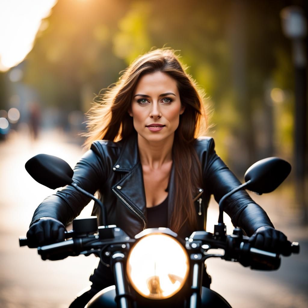 Woman on Motorcycle: Professional Photography with Bokeh