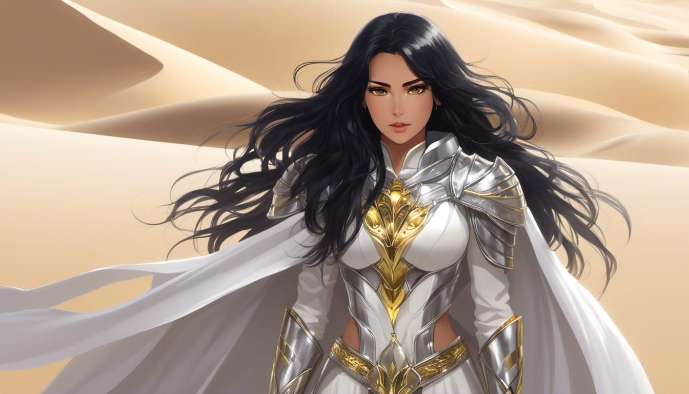 Anime Woman in Desert Landscape