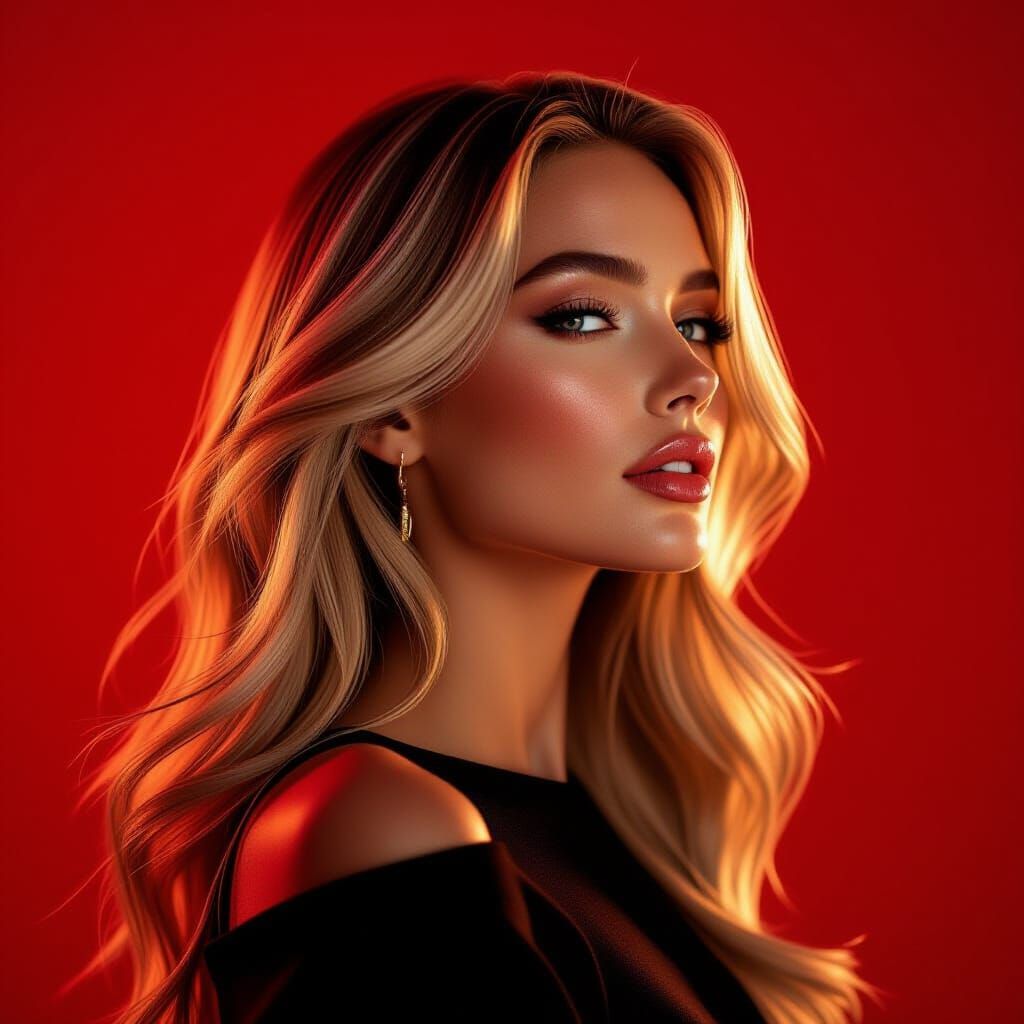 Elegant Blonde Woman Side Profile in Moody Editorial Style