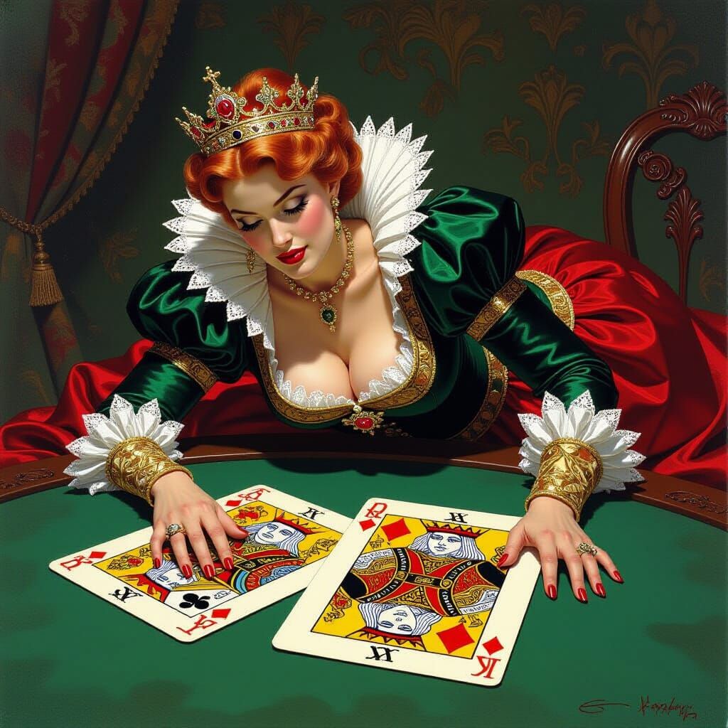 Queen Escapes Tarot Card in Fantasy Art Style