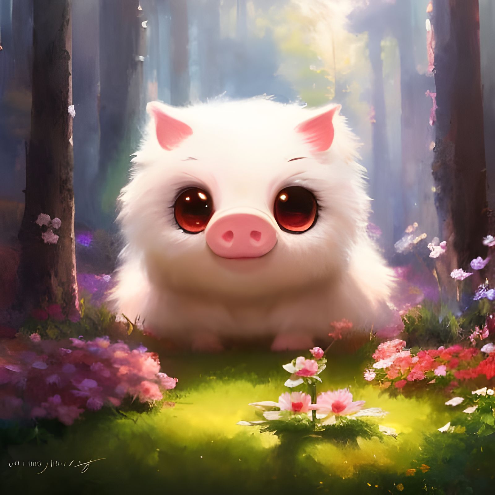 Sad Piglet in Oil Painting Style