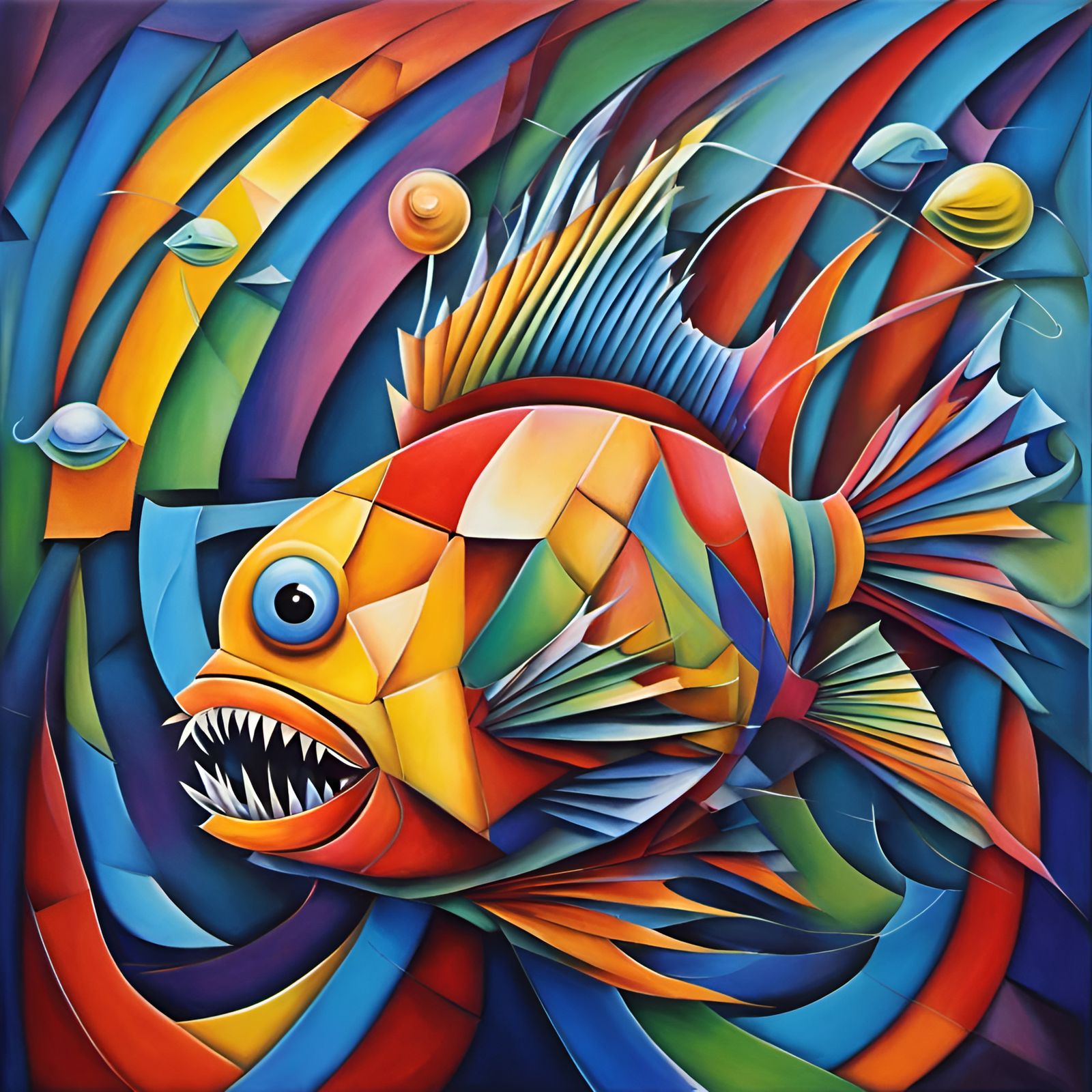 Dazzling Angler Fish in Dada Cubist Style