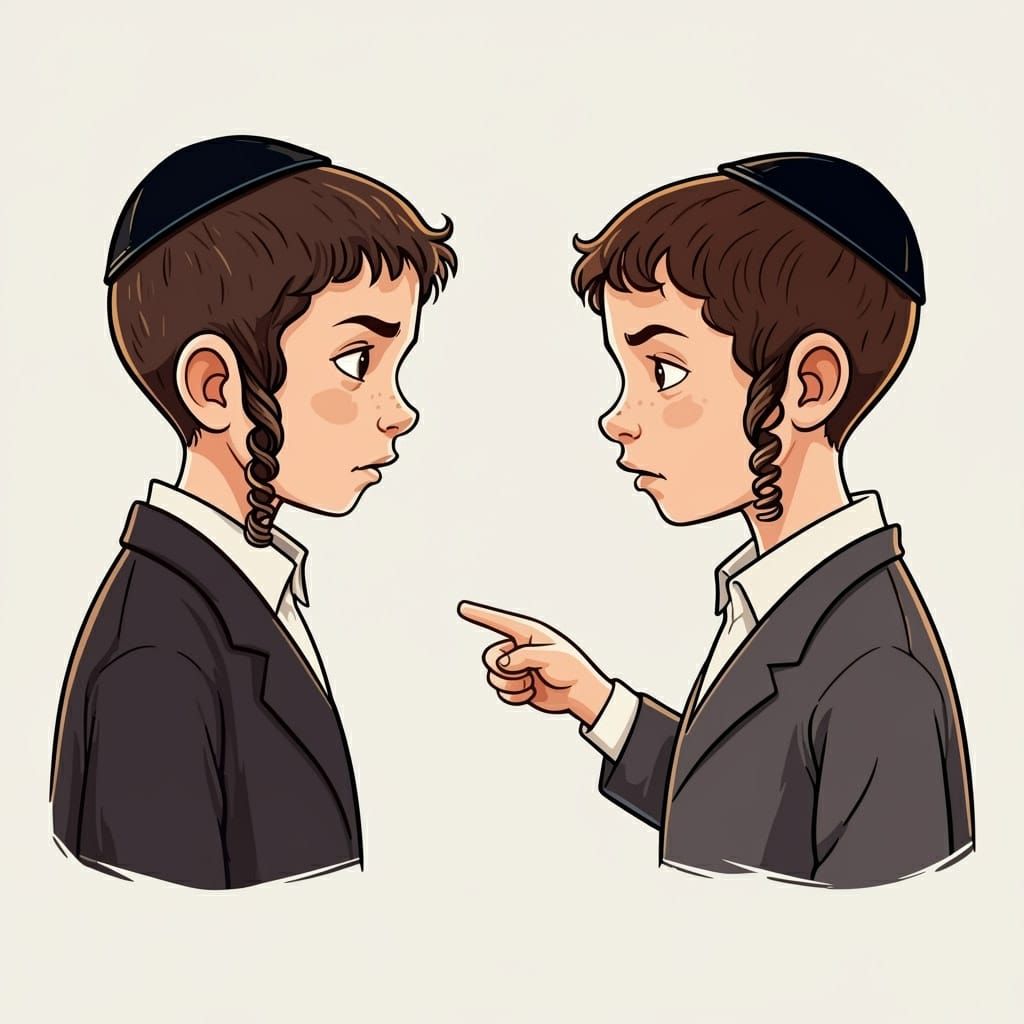 Orthodox Jewish Boys Engage in Heated Discussion