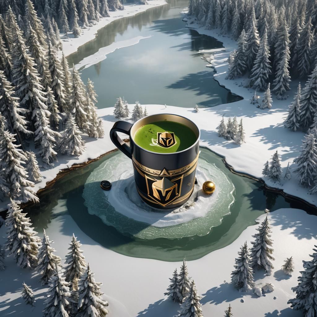 Matcha Plays Hockey in Canada: Digital Art