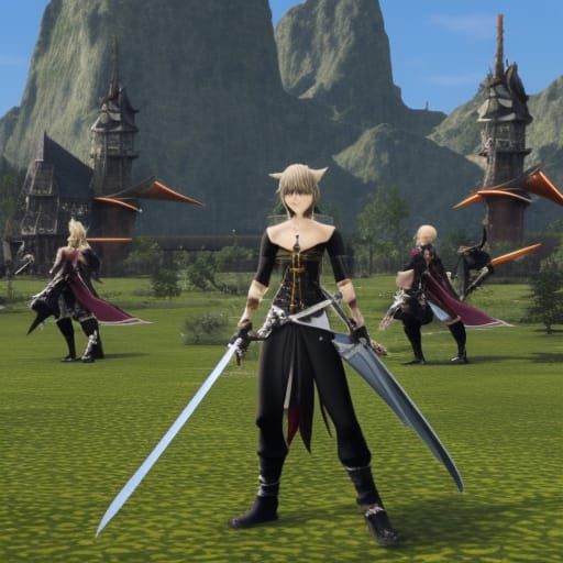 Final Fantasy XIV Characters with Swords