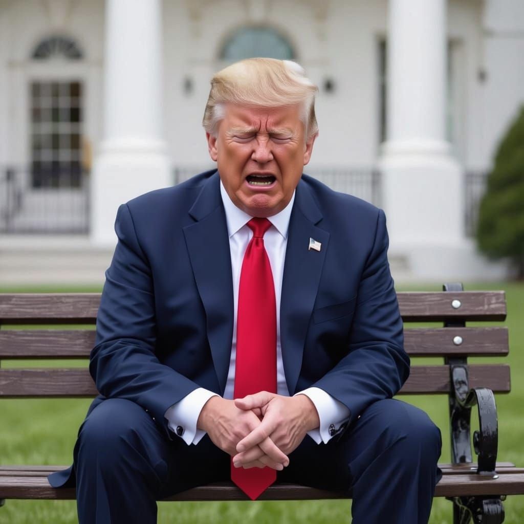 Donald Trump Crying on White House Lawn