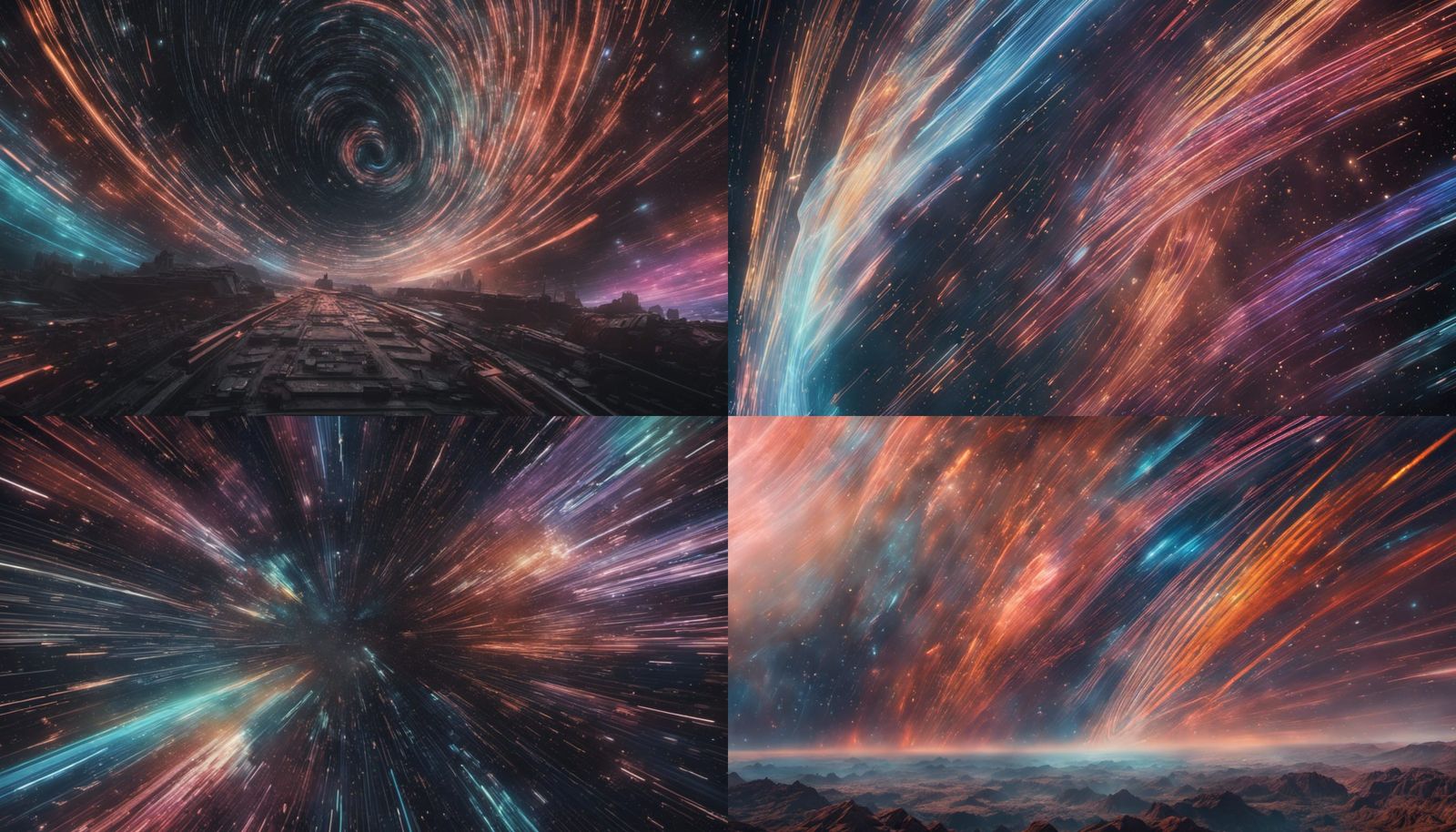 Hyperspace Starscape with Streaking Lines in CGI VFX Style