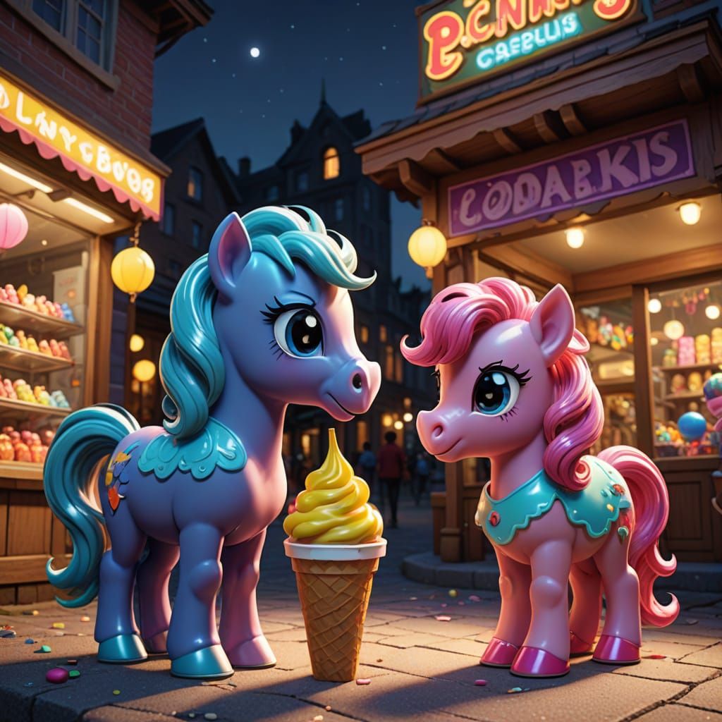Hyperrealistic My Little Ponies in Candyland