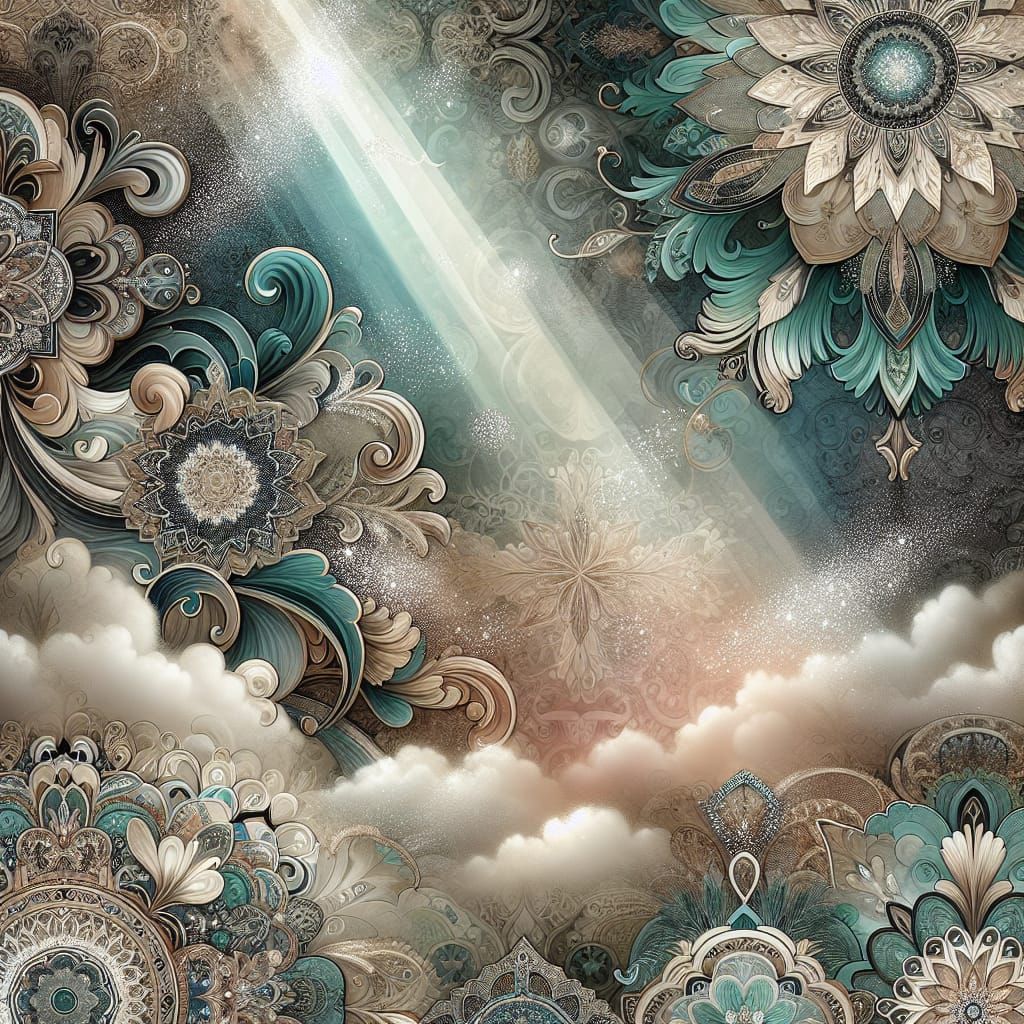 Elegant Filigree Digital Paper with Silver Foil Accents