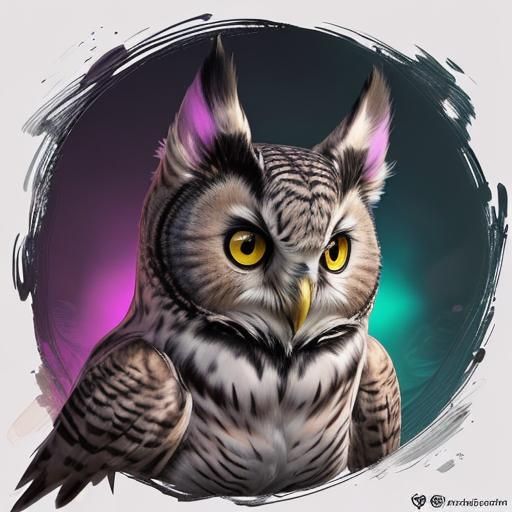 Colorful Owl Cat Hybrid in Flight