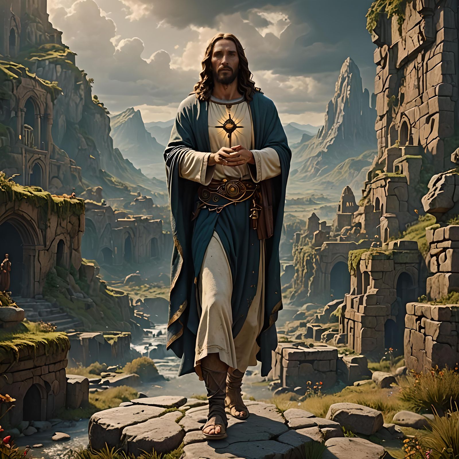 Detailed Matte Painting of Jesus Christ