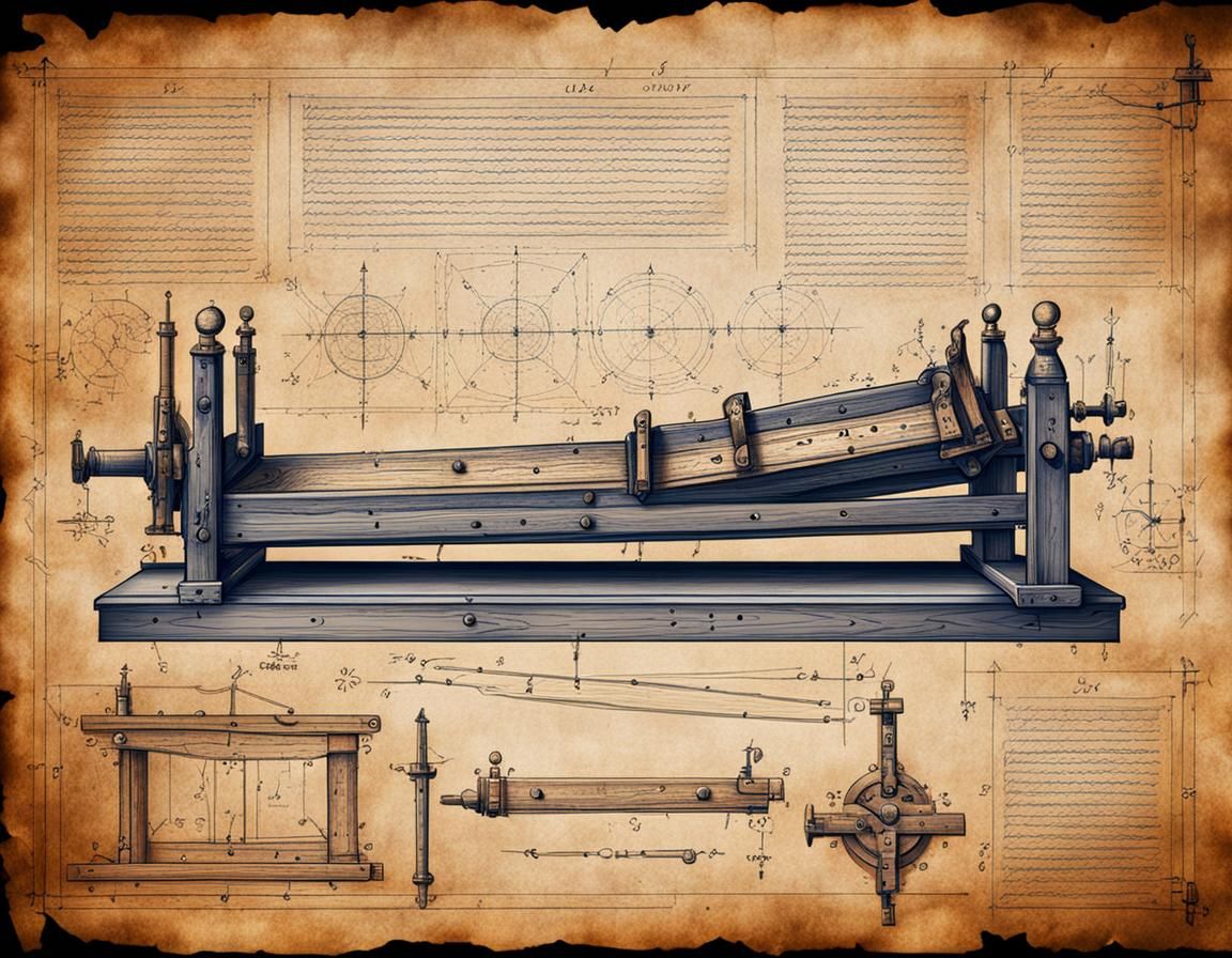 Blueprint of Ancient Torture Device with Candlelight