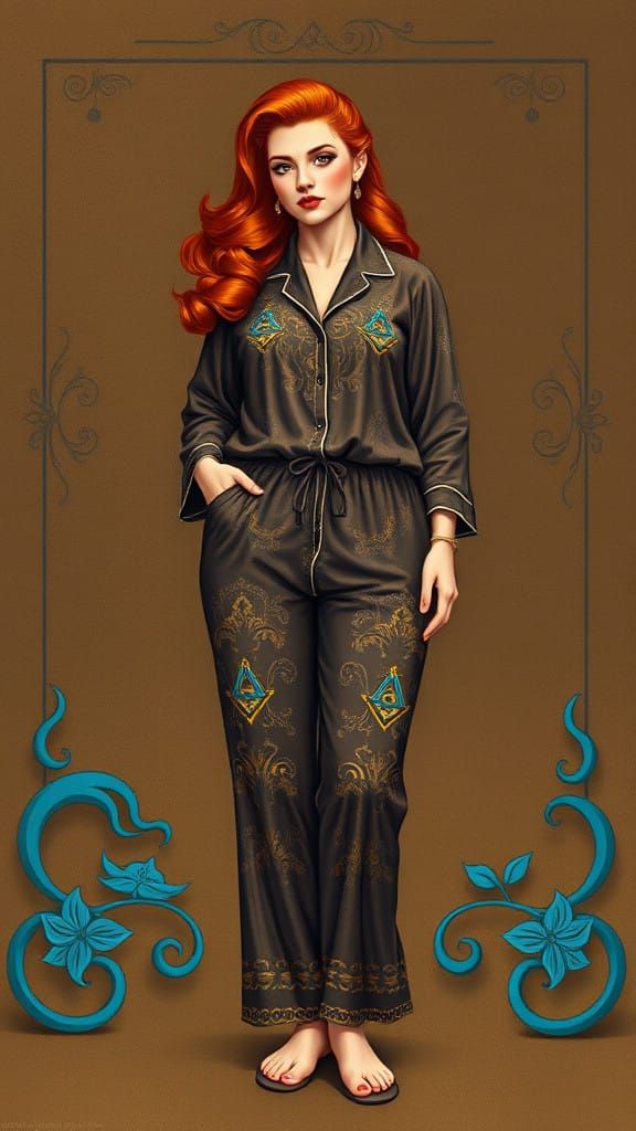 Surreal, High-Resolution Fashion Illustration in Deep Browns...
