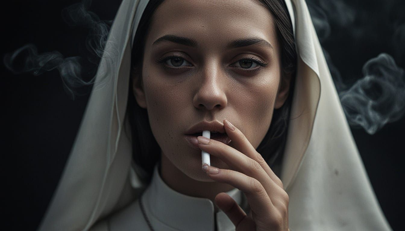 Sci-Fi Nun Portrait in Hyper-Realistic Digital Art