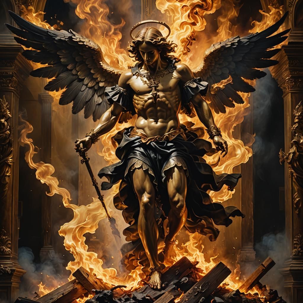 Inferno: Angel on the Cross in Baroque Style