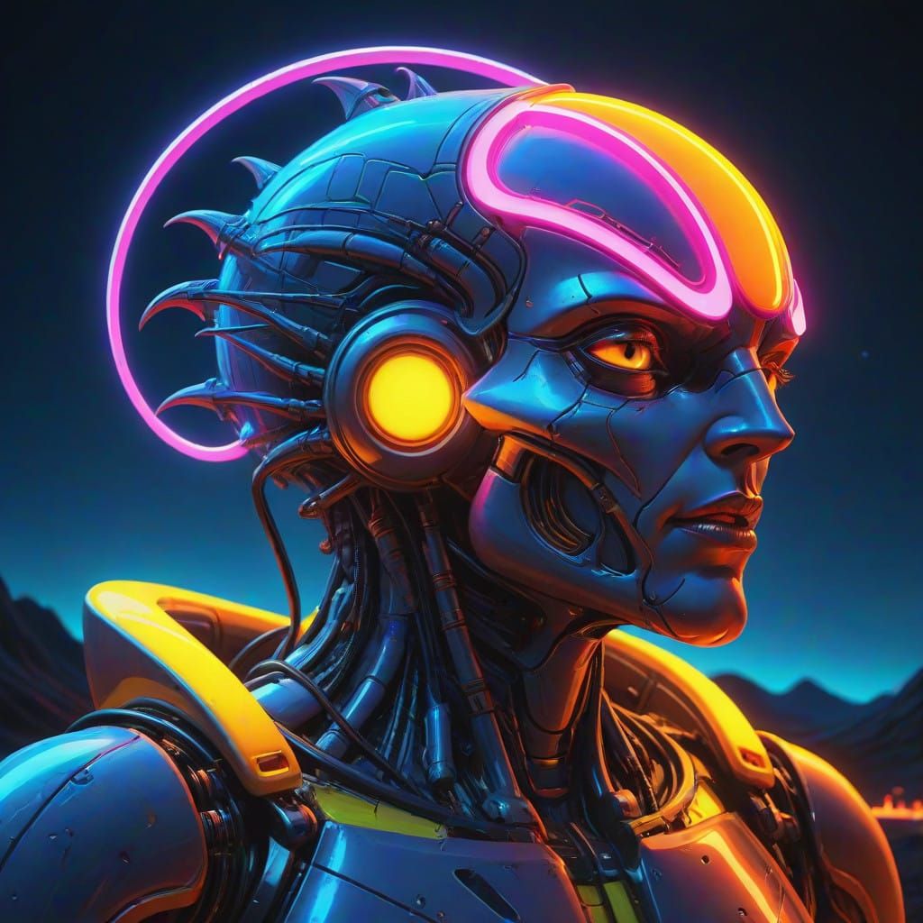 Surreal Neon Dreamscape in a Cyberpunk Aesthetic