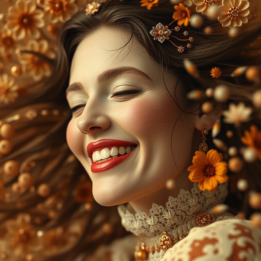 Smiling Figures in Rich, Dynamic, Photorealistic Style