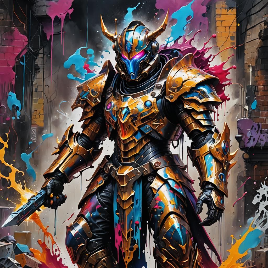 Sorcerer in Powered Armor in Graffiti Art Style