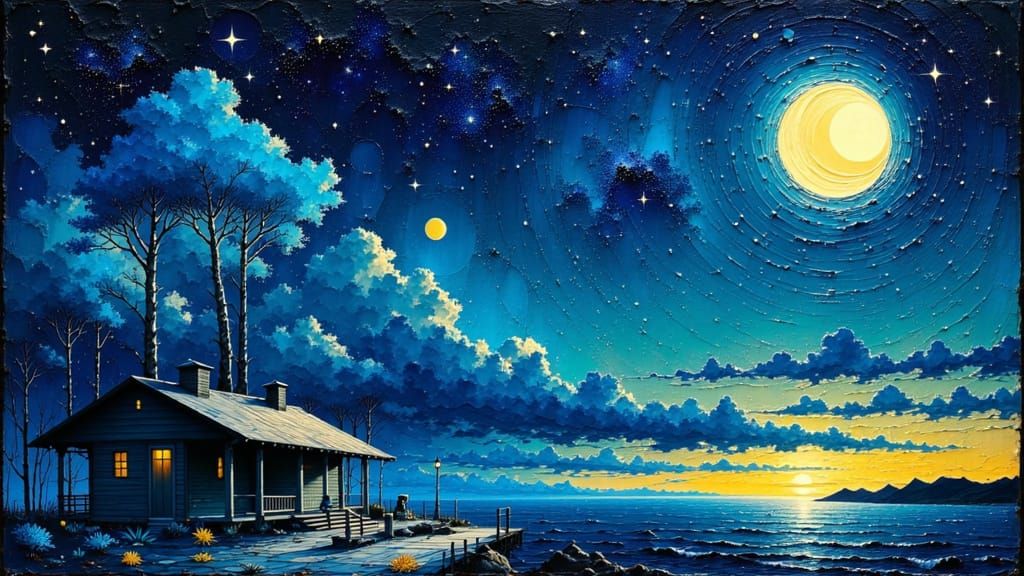 Starry Morning in a Post-Impressionist Style
