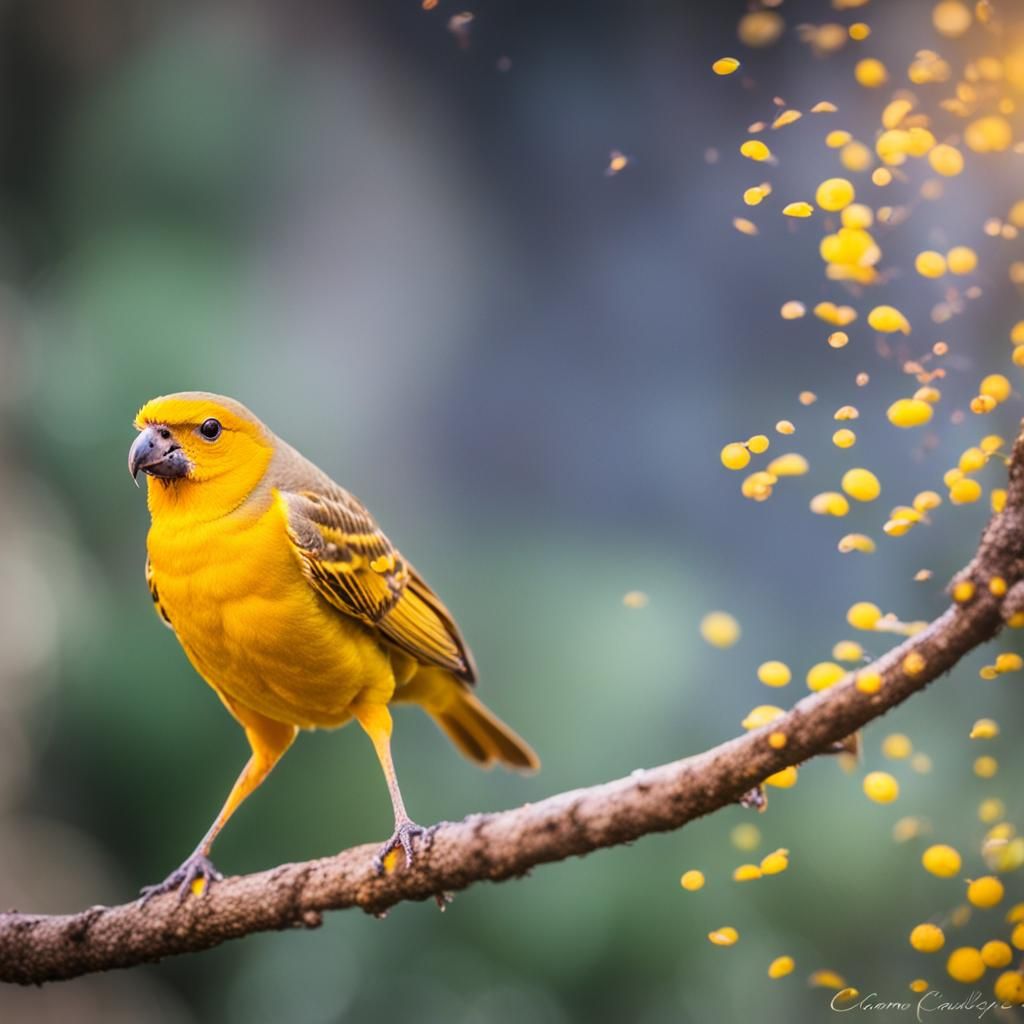 Yellow Canary Escaping Cage: Professional Photography
