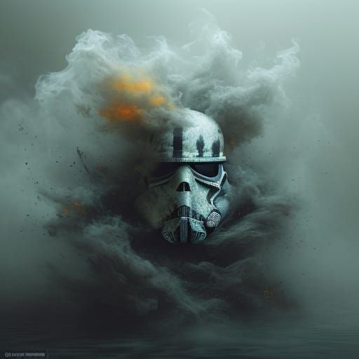 Dark Fantasy Stormtrooper in Ruined Landscape