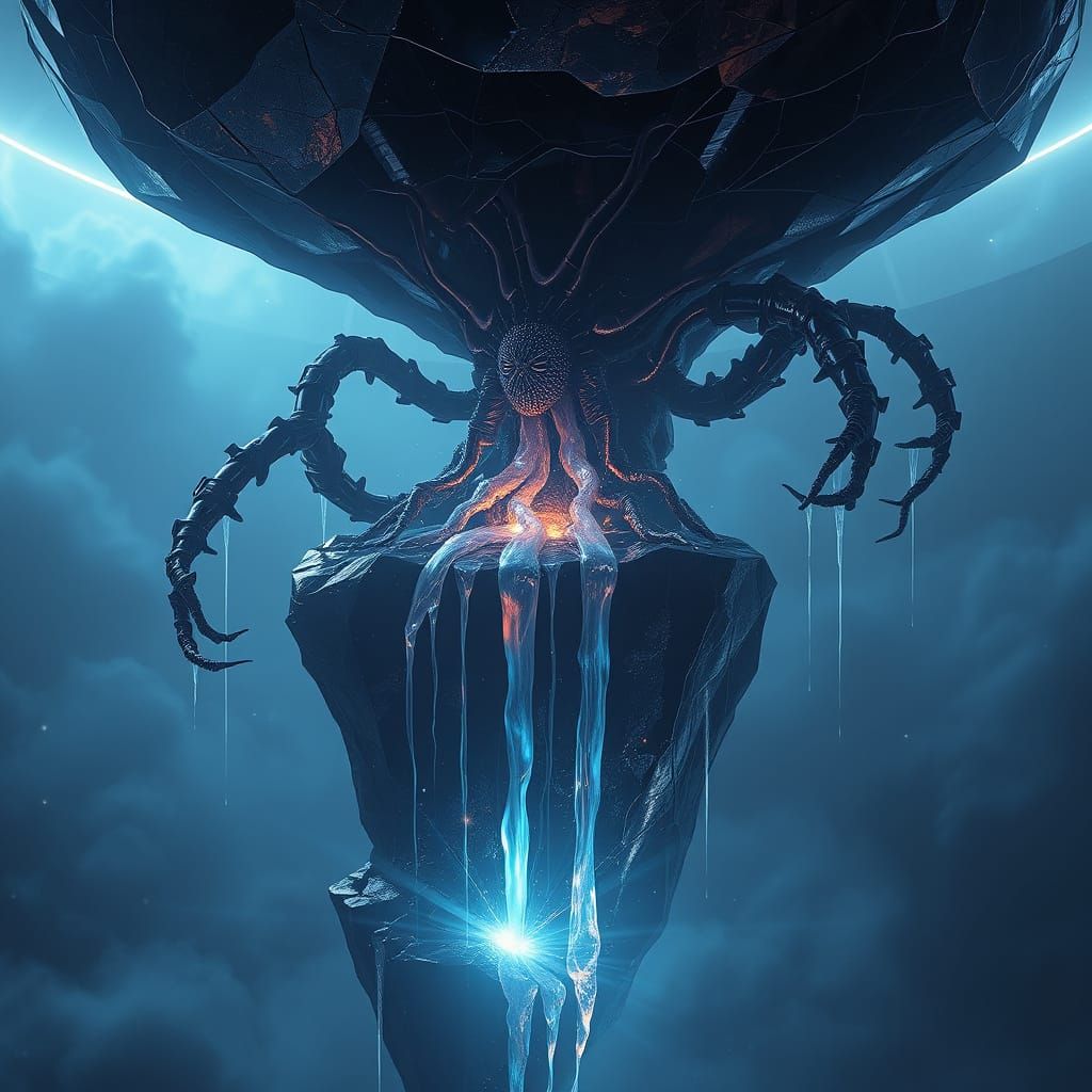 Biomechanical Entity Blooms From Obsidian Island