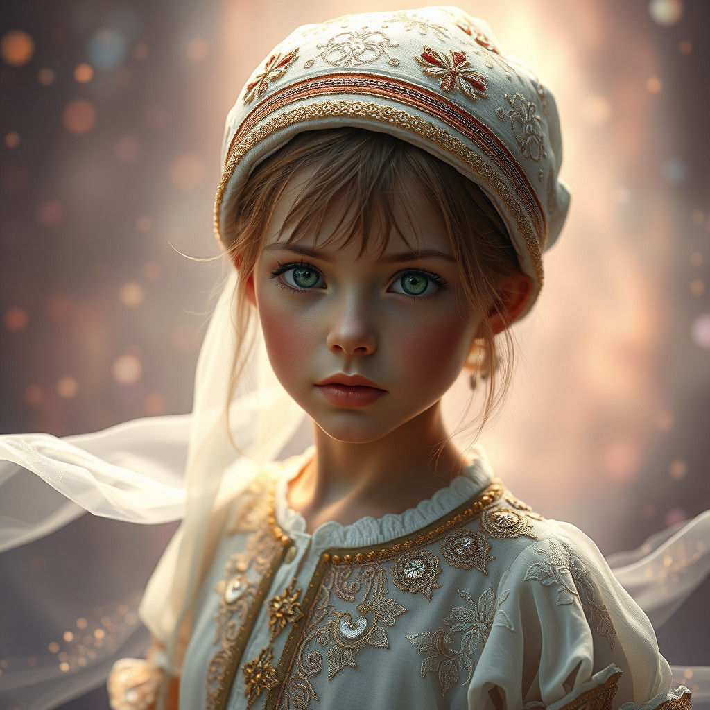 Russian Girl in Ushanka Hat: Dreamlike Digital Art
