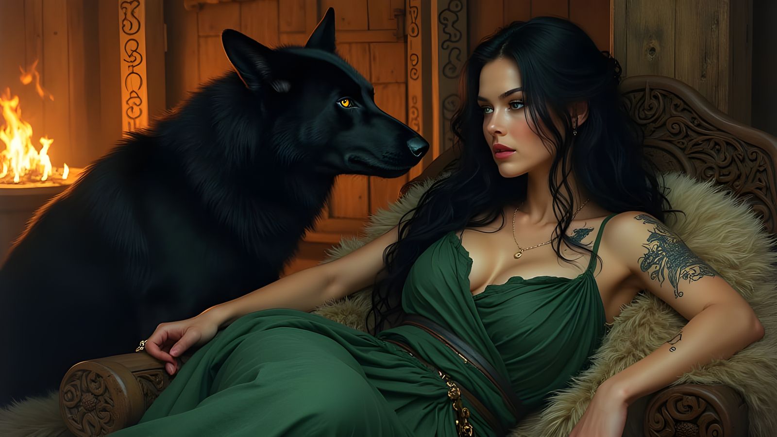 Viking Warrior Woman in Seductive Repose