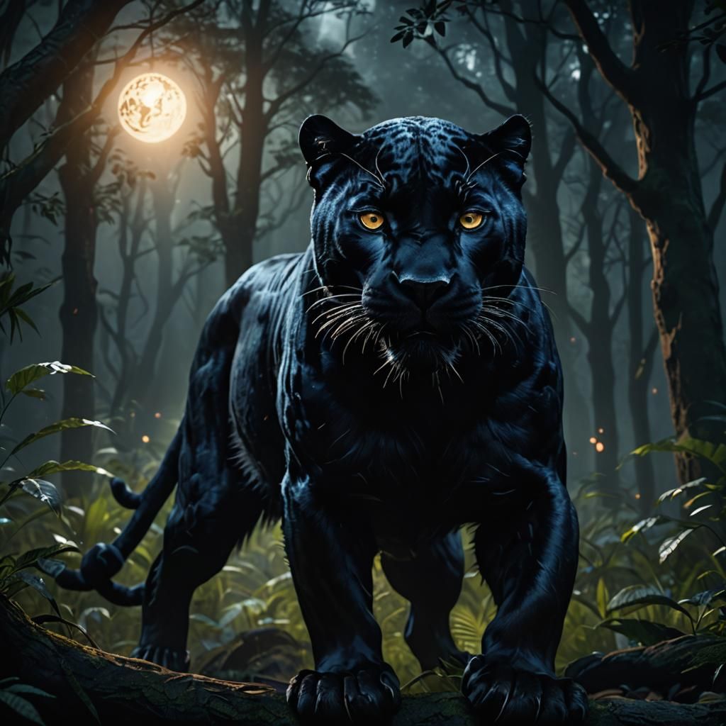 Moonlit Panther: Dark Fantasy Concept Art