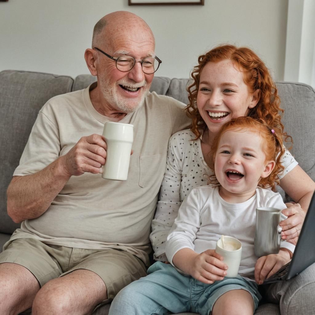 Little Girl and Grandpa Share a Laugh