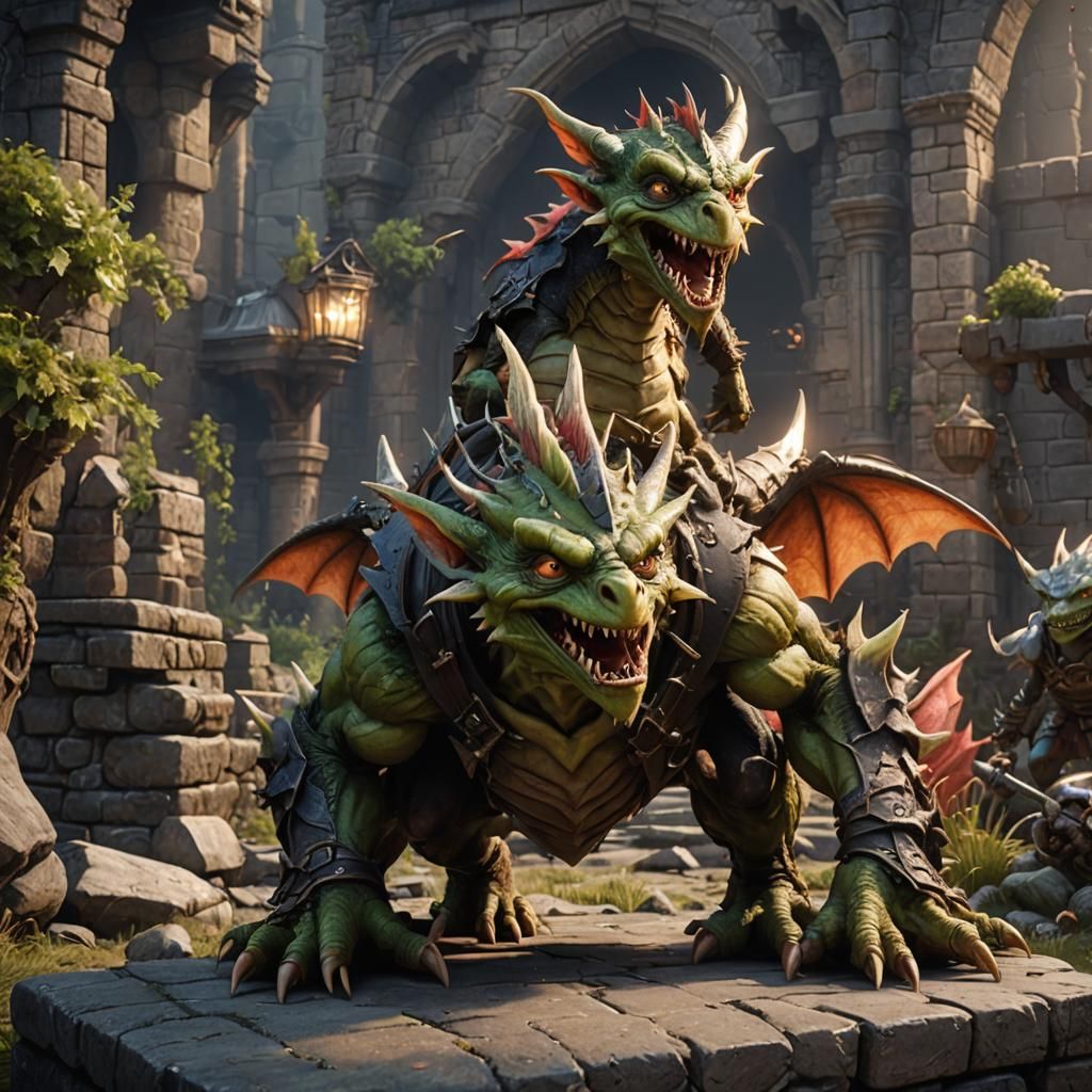 Goblin Dragon Hybrid in 3D Game Cinematic Style