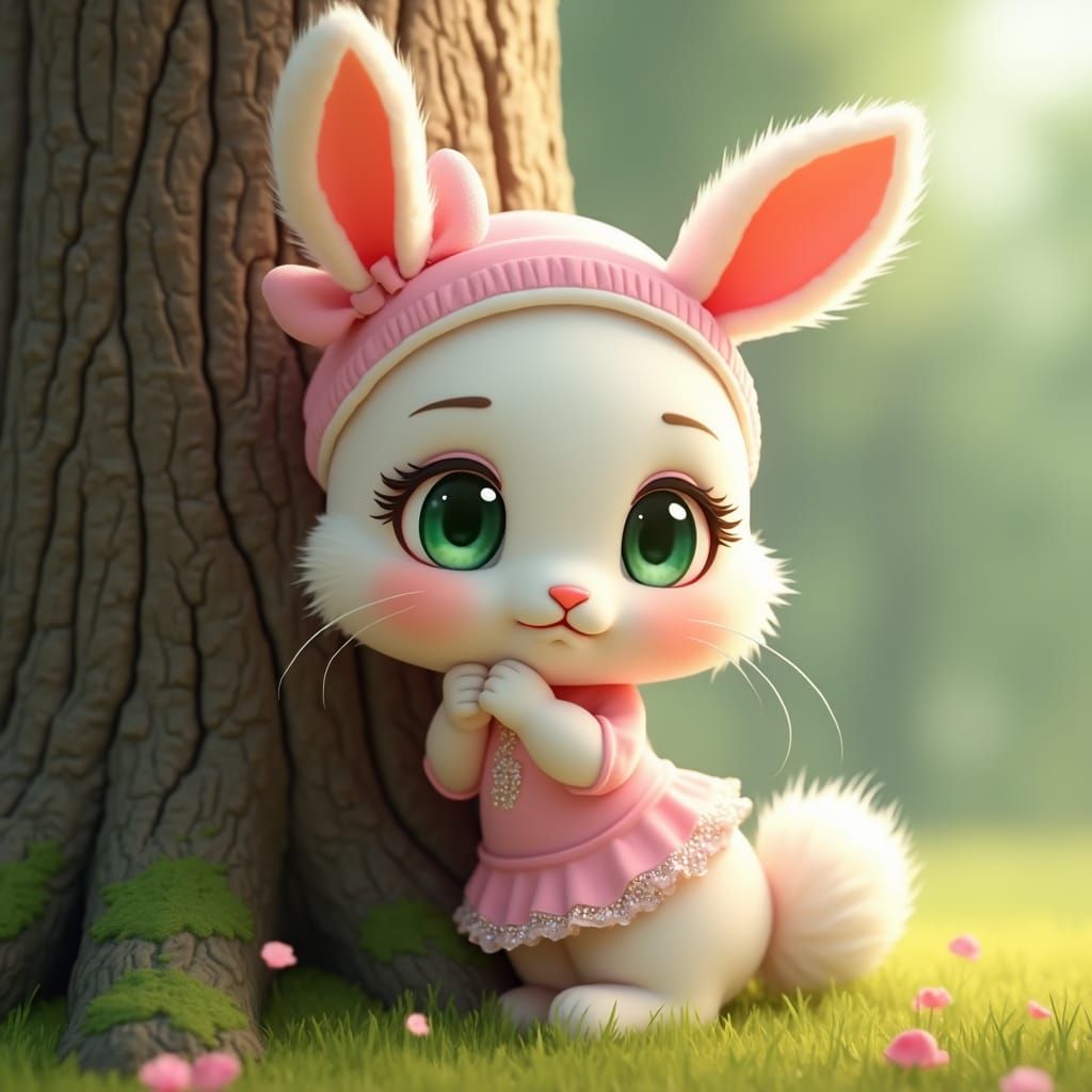 Adorable Cartoon Bunny Character in 3D Anime Art
