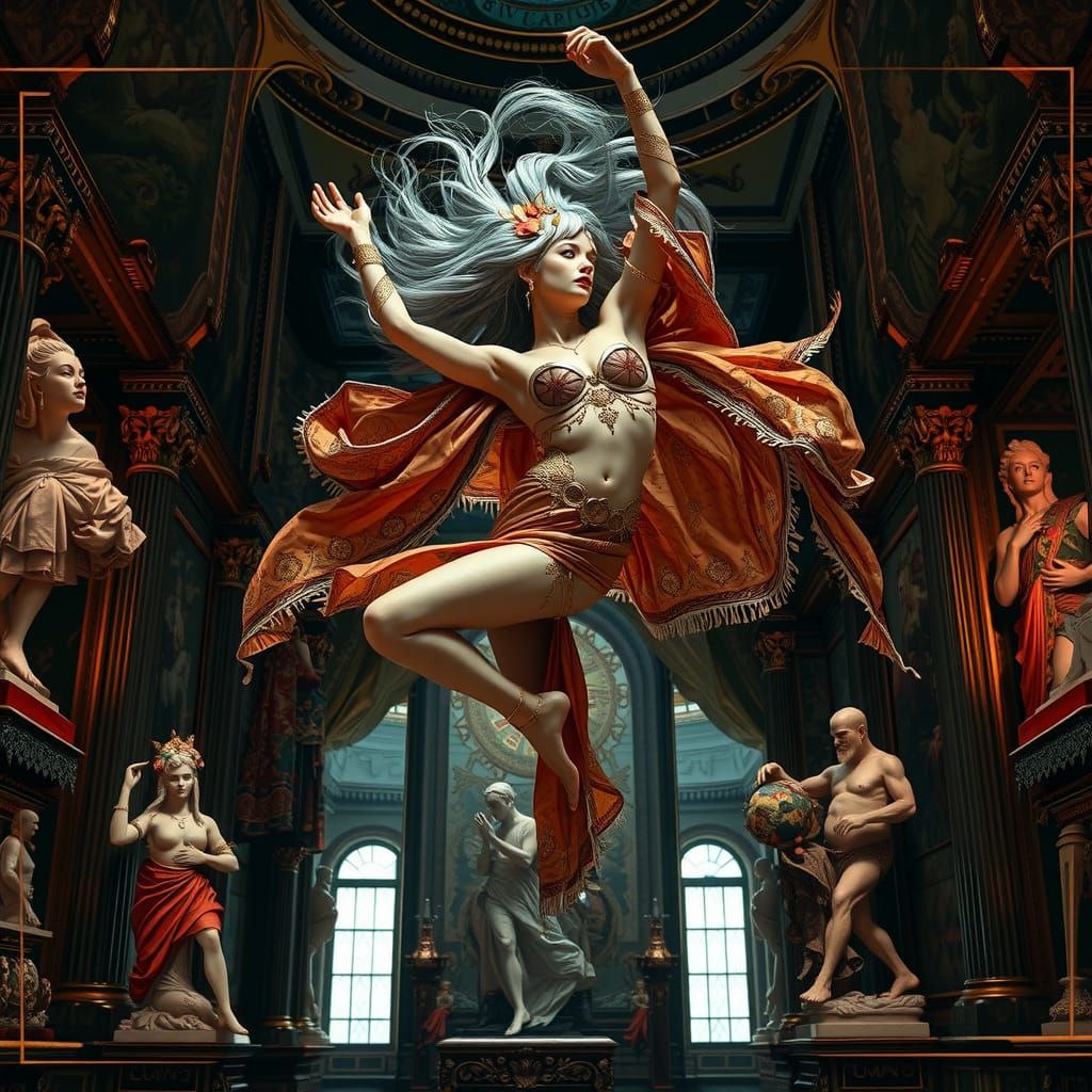 Ultra realistic and ultra detailed picture of a beautiful and sensual exotic women wearing intricate exotic clothing tha...