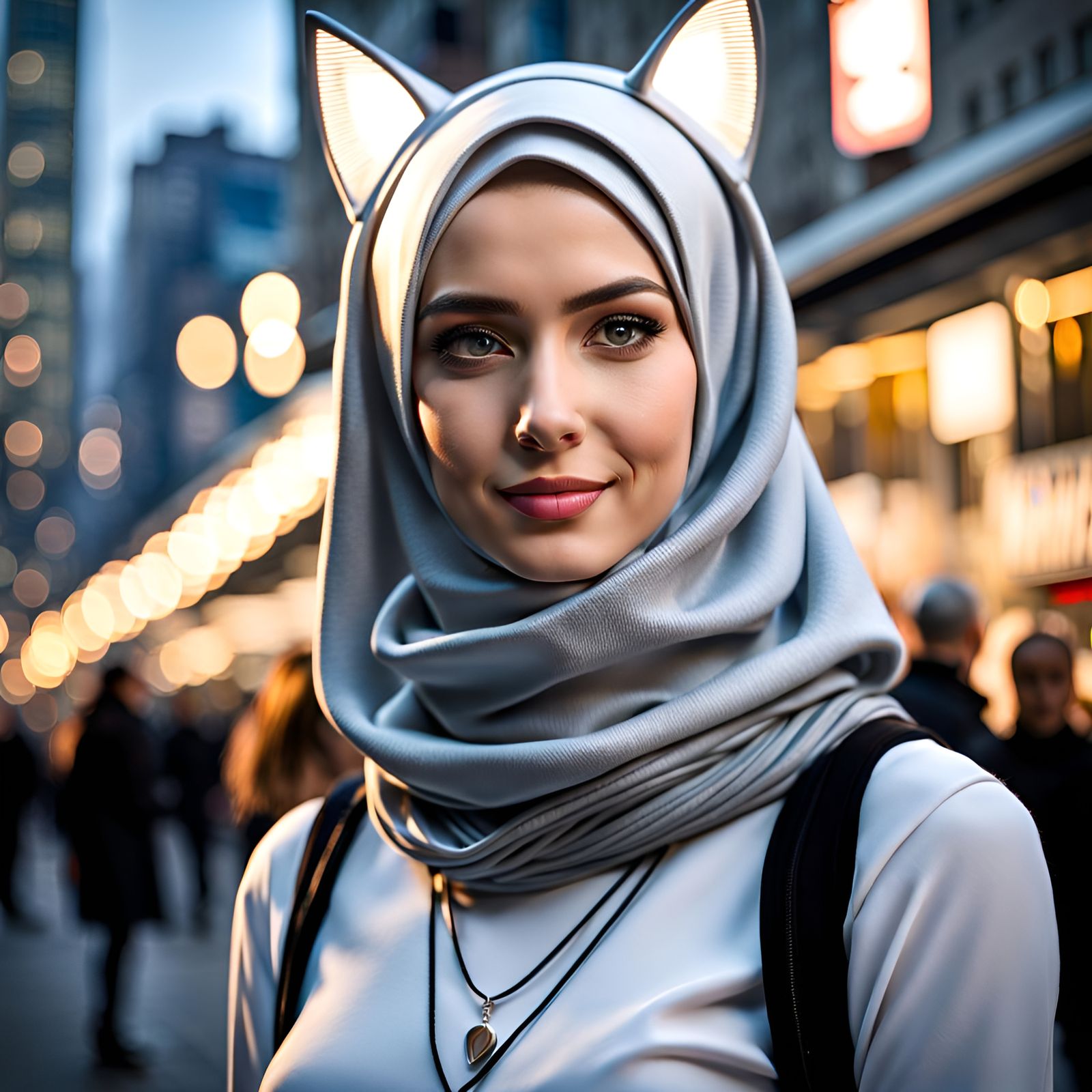 Enticing Girl with Hijab and Cat Ears Portrait