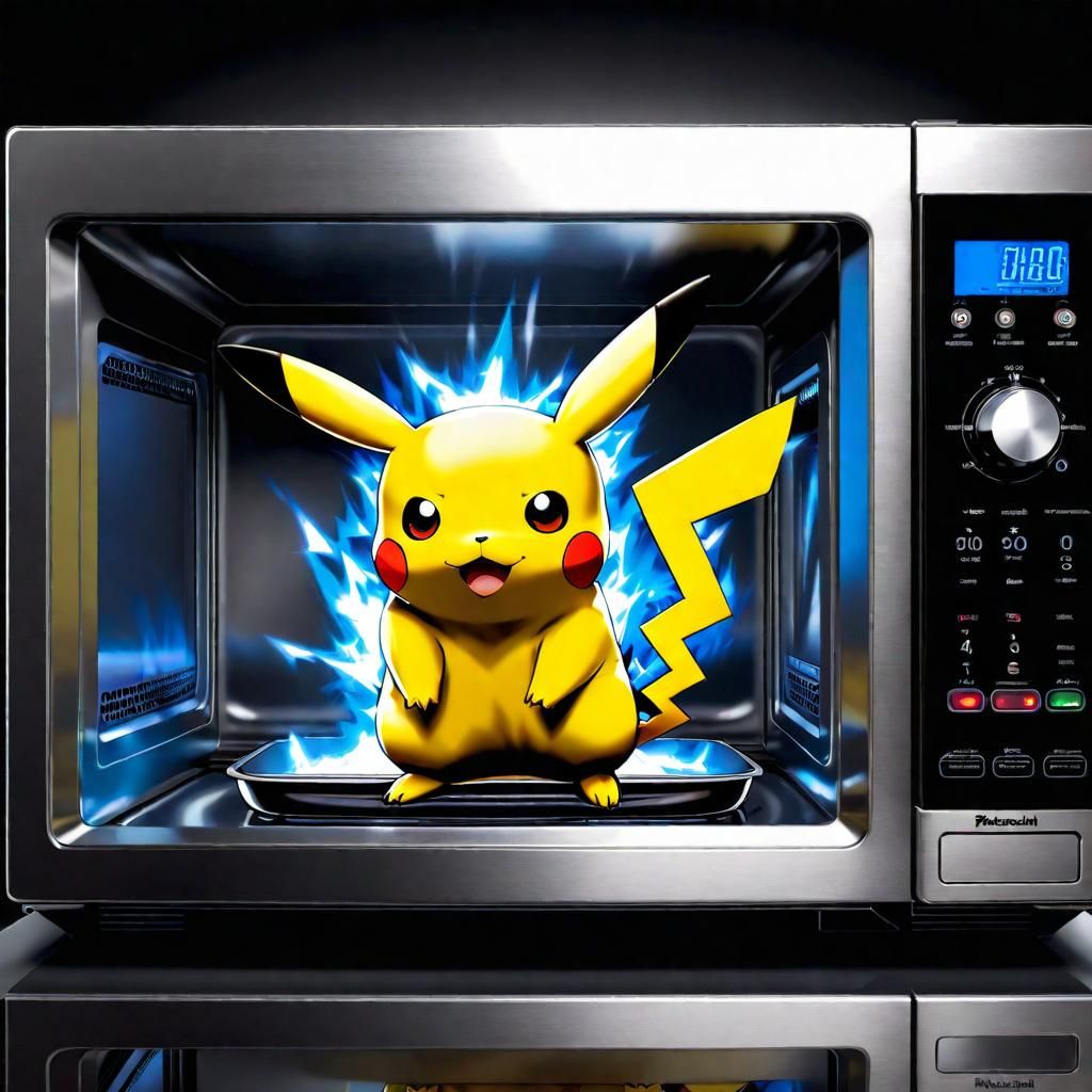 Pikachu in Microwave Sparks: Ken Sugimori Style