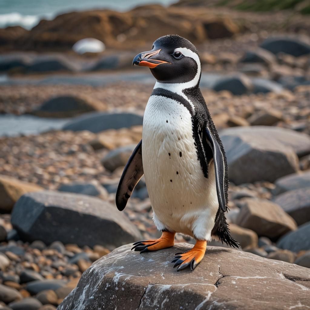 Peruvian Penguin Portrait in Golden Hour Light