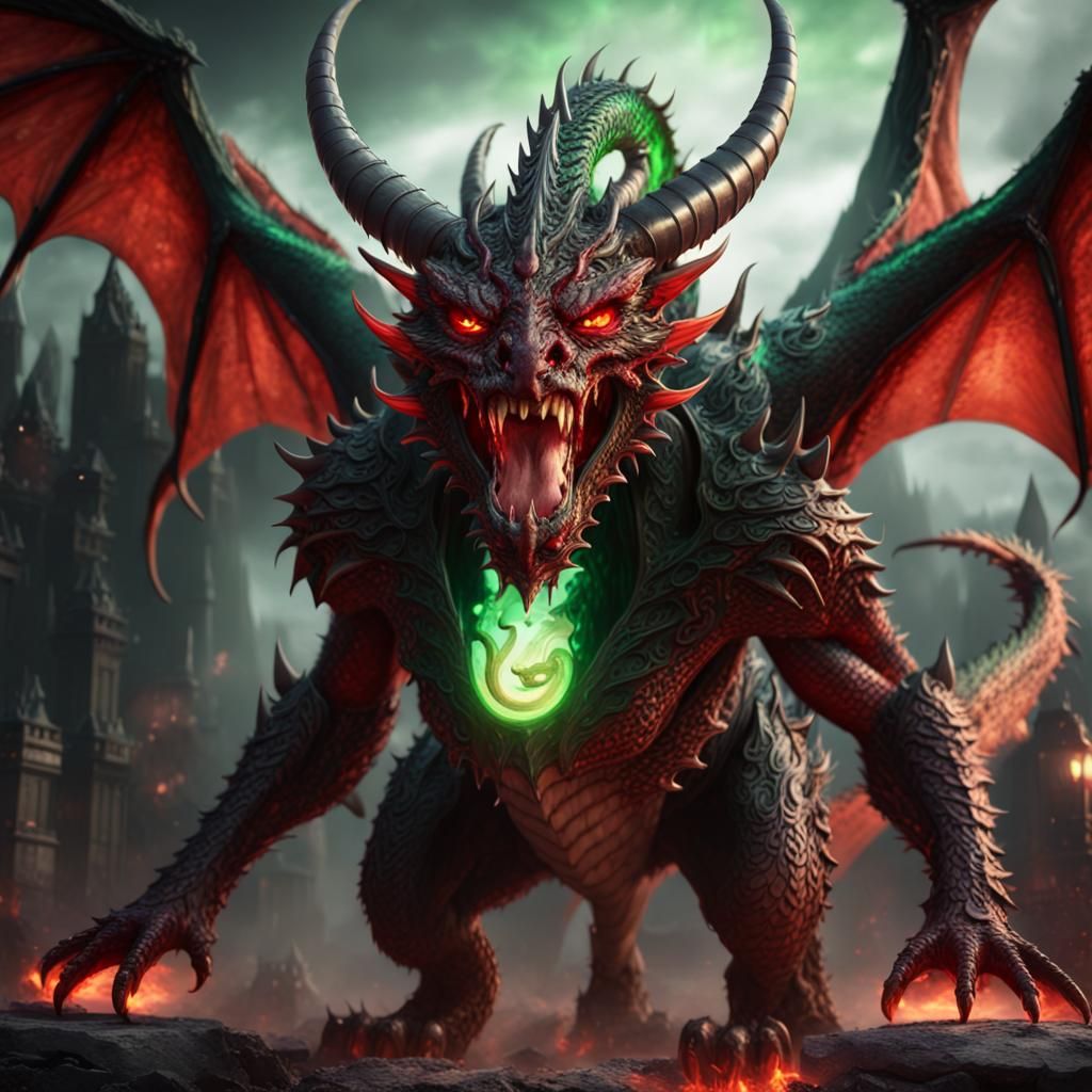 Red Demon with Dragon Wings Concept Art