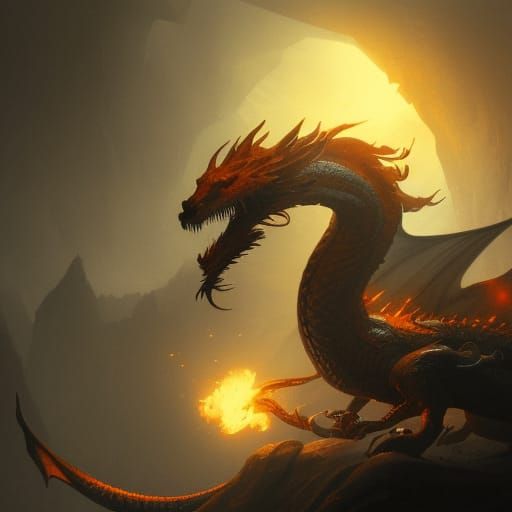 Majestic Dragon in Dark Fantasy Style