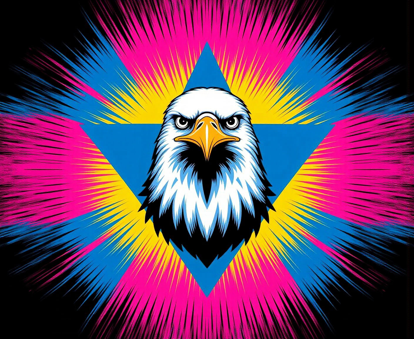 Cyberpunk Eagle Head in Triadic Colors