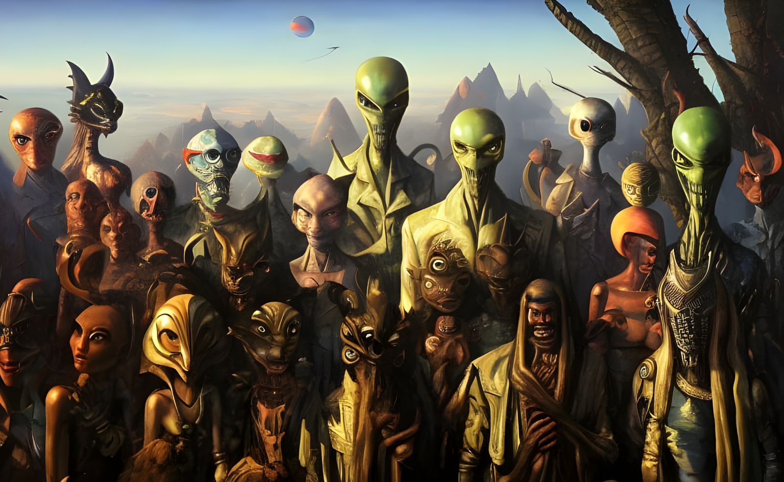 Alien Cartoon Characters in Photorealistic Matte Painting