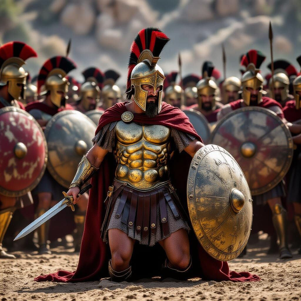 Spartan Survivors' Last Stand Around Fallen King