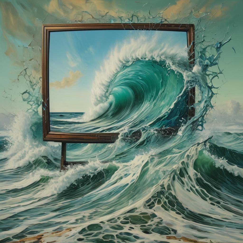 Surreal TV Screen Wave in Expressionist Digital Art