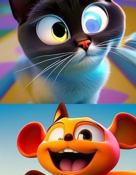 Cartoon Cat in Pixar-style Animation