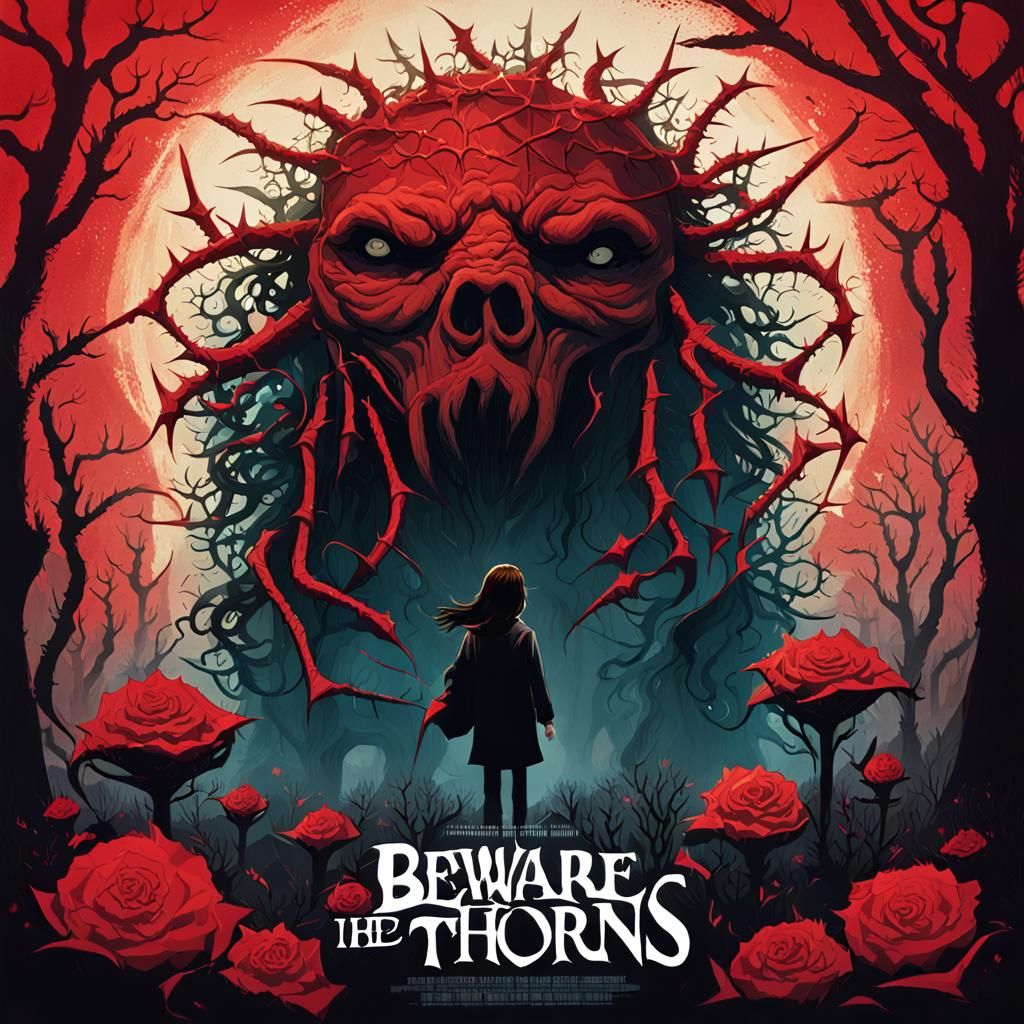 Beware the THORNS: Retro Horror Movie Poster