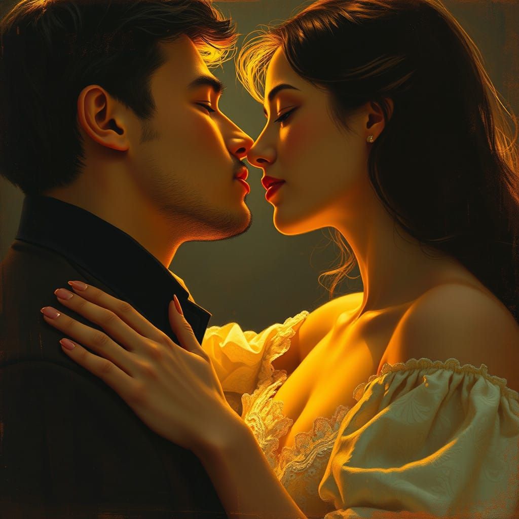 Romantic Couple Lost in Love's Warm Glow