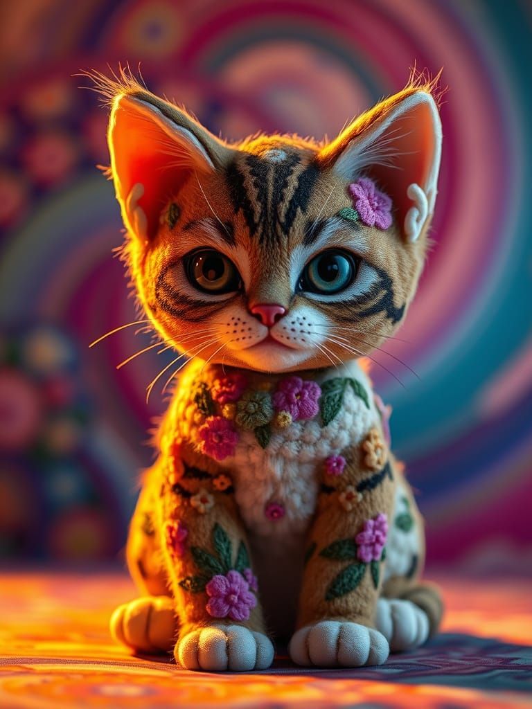 Hyperrealistic Plush Kitten Concept Art