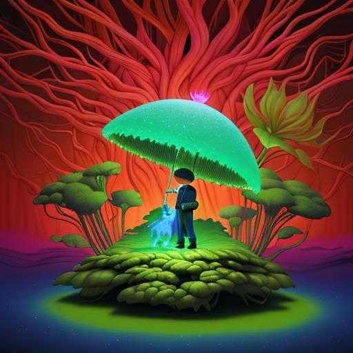 Surreal Desert Prince with Bioluminescent Plants