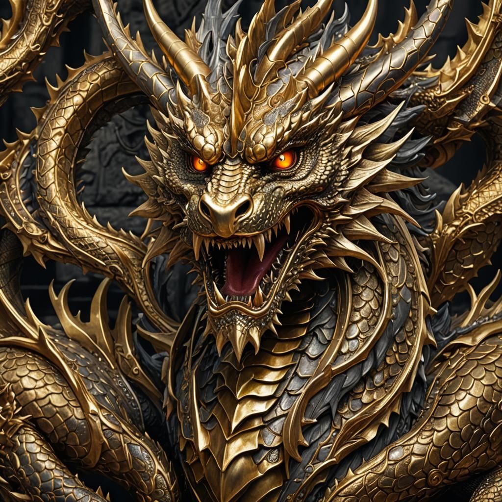 Hyperrealistic Gold Dragon in High Definition