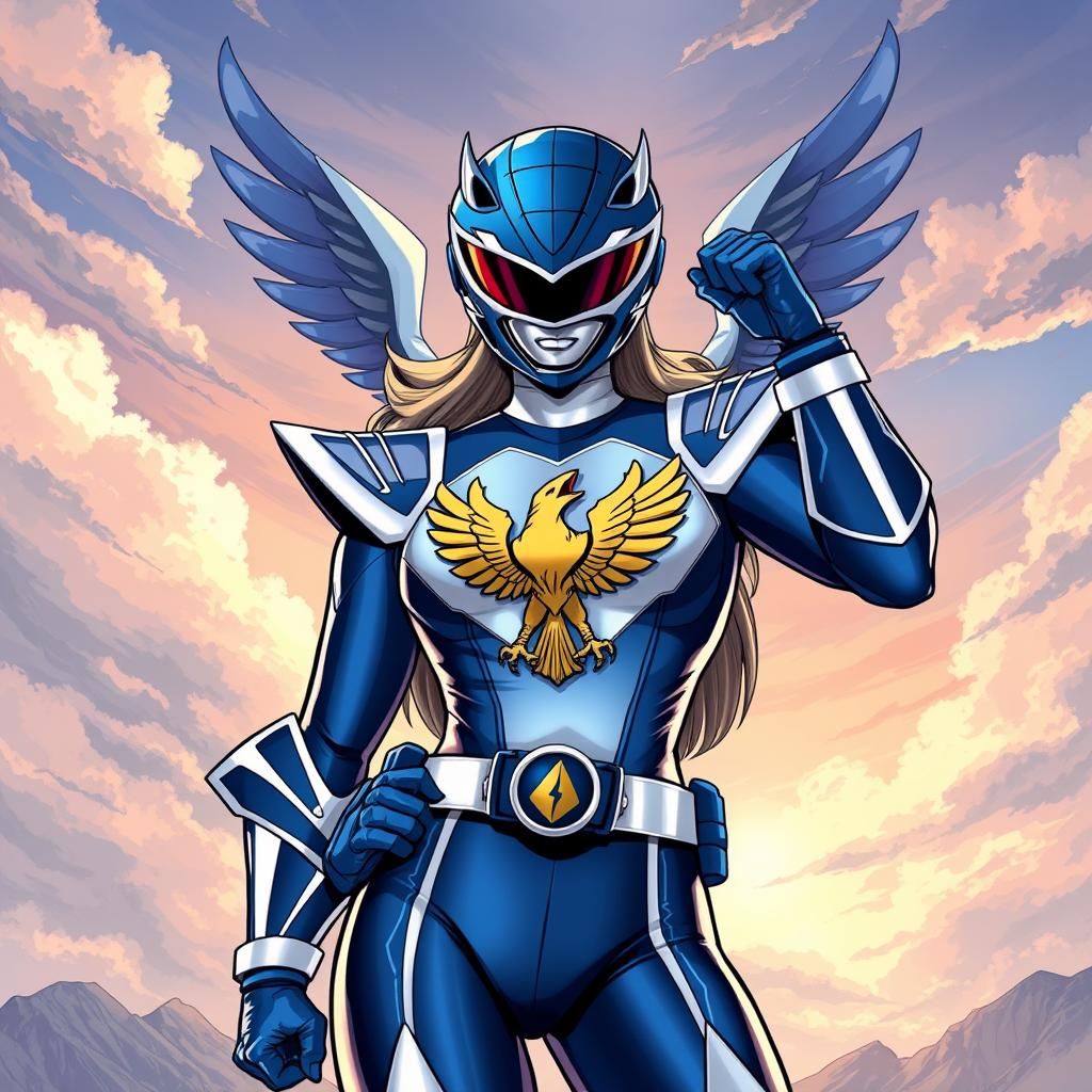 Female Blue Power Ranger spirit of the Eagle
